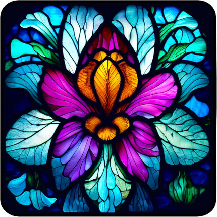 (150-06-1V) Stained Glass Flower Iris