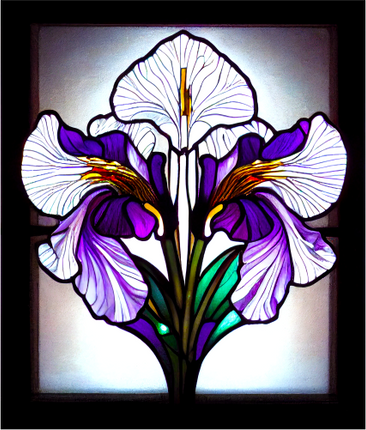 (150-06-1V) Stained Glass Flower Iris