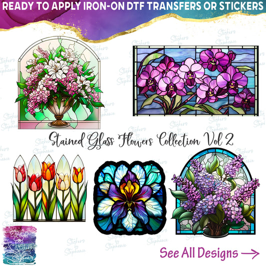 (s150-06) Stained-Glass Flower Bouquet 56 Style Options