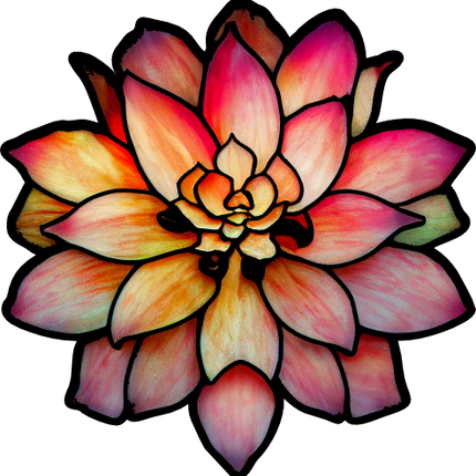 (s150-07-1A) Stained Glass Succulents Cactus