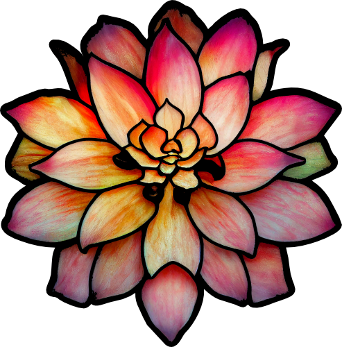 (s150-07-1A) Stained Glass Succulents Cactus