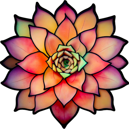 (s150-07-1B) Stained Glass Succulents Cactus