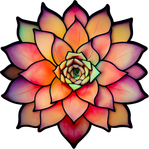 (s150-07-1B) Stained Glass Succulents Cactus