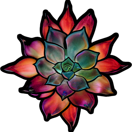 (s150-07-1C) Stained Glass Succulents Cactus