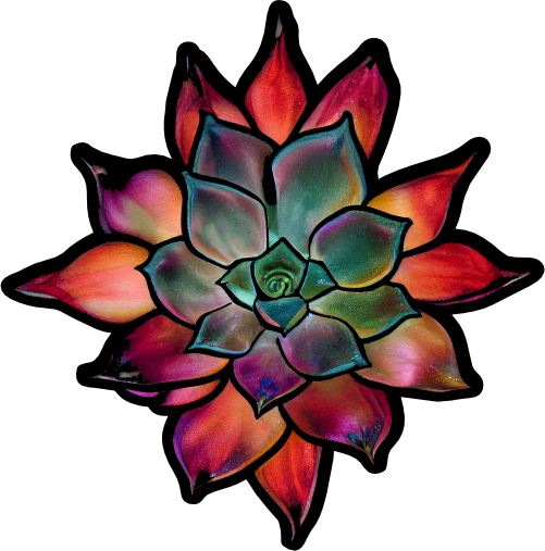 (s150-07-1C) Stained Glass Succulents Cactus