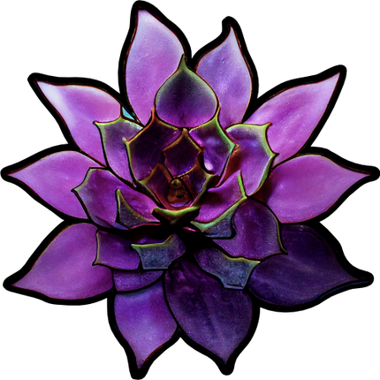 (s150-07-1D) Stained Glass Succulents Cactus