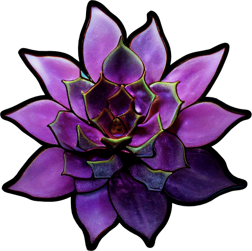 (s150-07-1D) Stained Glass Succulents Cactus