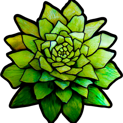 (s150-07-1E) Stained Glass Succulents Cactus