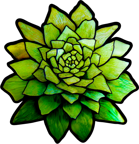 (s150-07-1E) Stained Glass Succulents Cactus