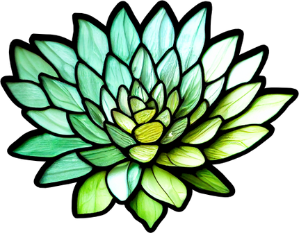 (s150-07-1F) Stained Glass Succulents Cactus