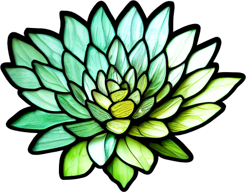 (s150-07-1F) Stained Glass Succulents Cactus