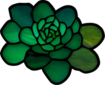 (s150-07-1G) Stained Glass Succulents Cactus