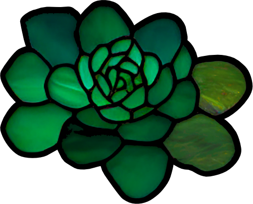 (s150-07-1G) Stained Glass Succulents Cactus