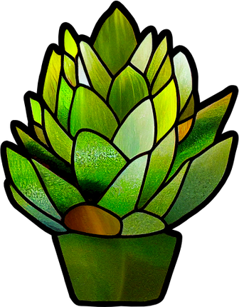 (s150-07-1I) Stained Glass Succulents Cactus