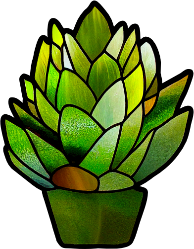 (s150-07-1I) Stained Glass Succulents Cactus