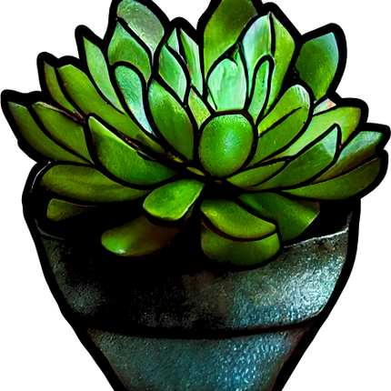 (s150-07-1J) Stained Glass Succulents Cactus