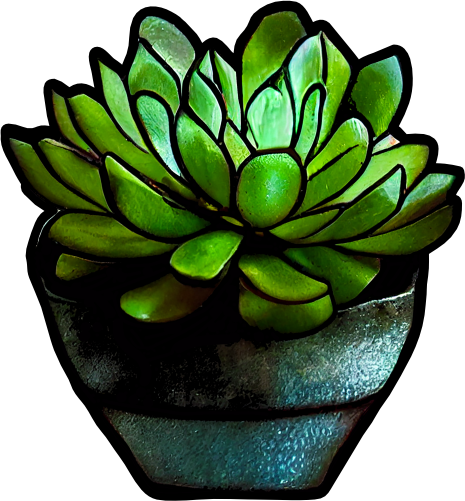 (s150-07-1J) Stained Glass Succulents Cactus