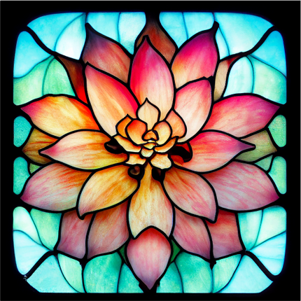 (s150-07-1M) Stained Glass Succulents Cactus