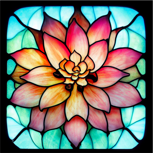 (s150-07-1M) Stained Glass Succulents Cactus