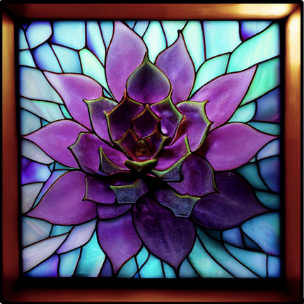 (s150-07-1O) Stained Glass Succulents Cactus