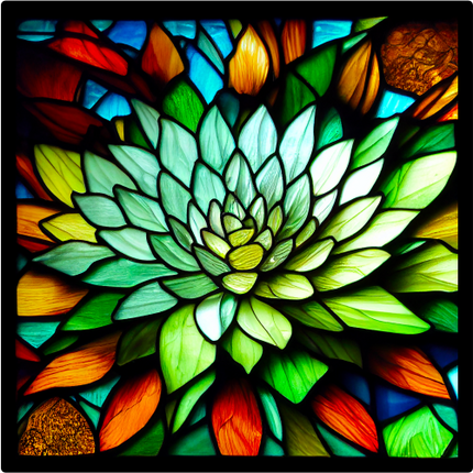 (s150-07-1P) Stained Glass Succulents Cactus