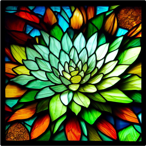 (s150-07-1P) Stained Glass Succulents Cactus