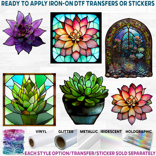 (s150-07) Stained-Glass Succulents Style Options
