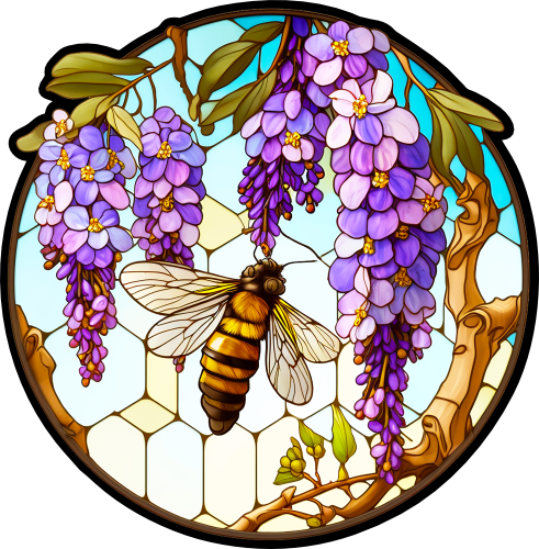 (s150-09-1A)  Stained Glass Bumblebee Honey Bee Comb