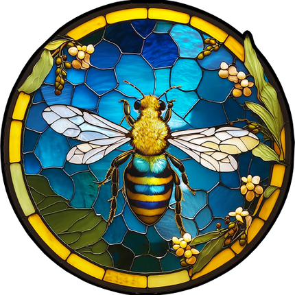(s150-09-2A)  Stained Glass Bumblebee Honey Bee Comb