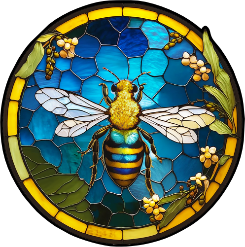 (s150-09-2A)  Stained Glass Bumblebee Honey Bee Comb