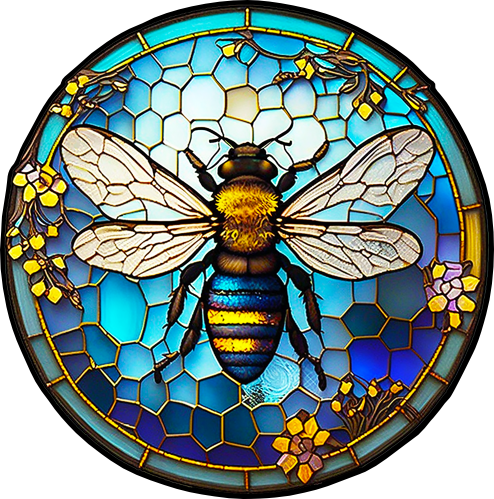(s150-09-2B)  Stained Glass Bumblebee Honey Bee Comb