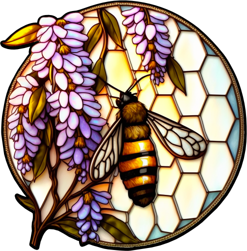 (s150-09-1C)  Stained Glass Bumblebee Honey Bee Comb