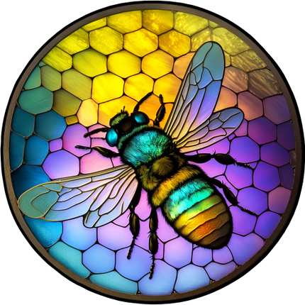 (s150-09-2C)  Stained Glass Bumblebee Honey Bee Comb