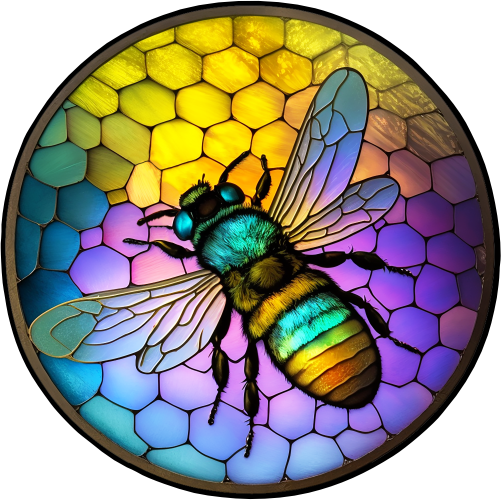 (s150-09-2C)  Stained Glass Bumblebee Honey Bee Comb