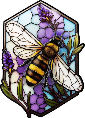 (s150-09-1D)  Stained Glass Bumblebee Honey Bee Comb