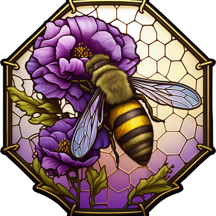 (s150-09-1E)  Stained Glass Bumblebee Honey Bee Comb