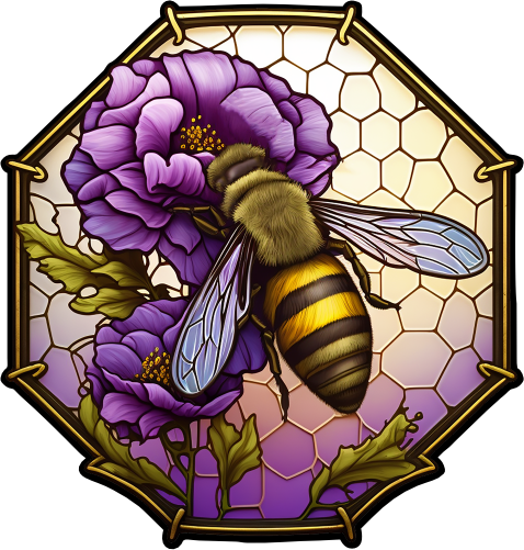 (s150-09-1E)  Stained Glass Bumblebee Honey Bee Comb