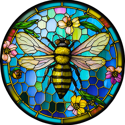 (s150-09-2E)  Stained Glass Bumblebee Honey Bee Comb