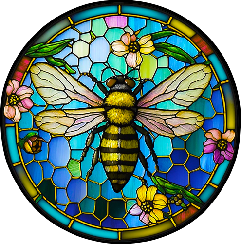(s150-09-2E)  Stained Glass Bumblebee Honey Bee Comb