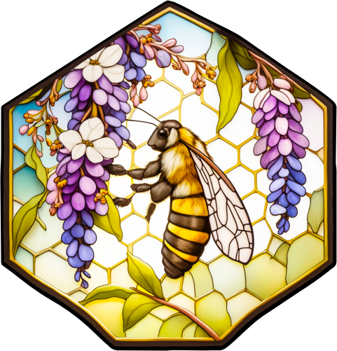 (s150-09-1F)  Stained Glass Bumblebee Honey Bee Comb