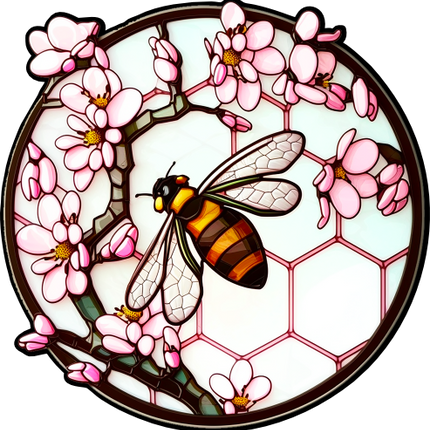 (s150-09-1G)  Stained Glass Bumblebee Honey Bee Comb