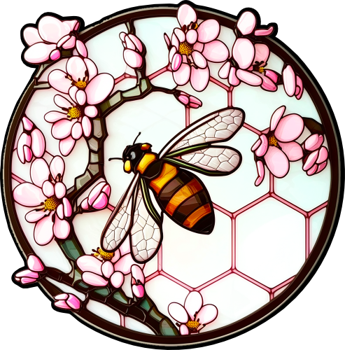 (s150-09-1G)  Stained Glass Bumblebee Honey Bee Comb