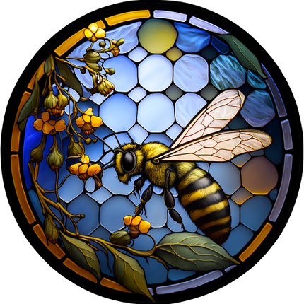 (s150-09-2G)  Stained Glass Bumblebee Honey Bee Comb
