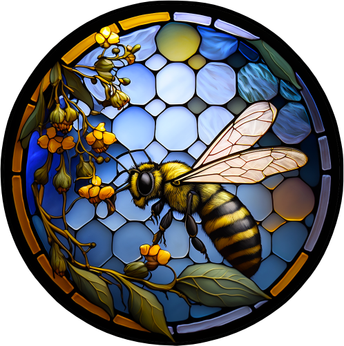 (s150-09-2G)  Stained Glass Bumblebee Honey Bee Comb