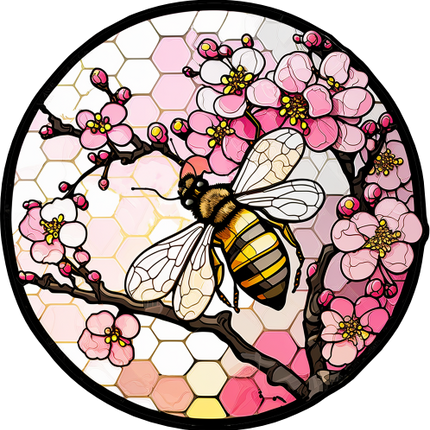 (s150-09-1H)  Stained Glass Bumblebee Honey Bee Comb