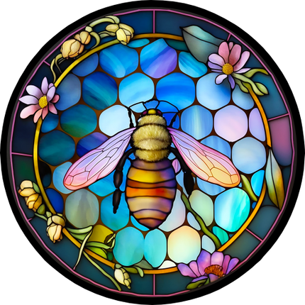(s150-09-2H)  Stained Glass Bumblebee Honey Bee Comb