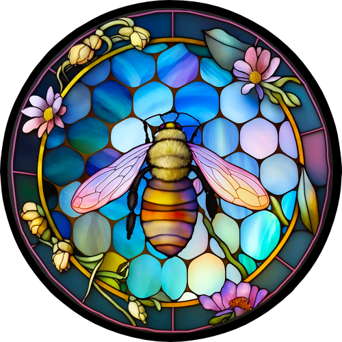 (s150-09-2H)  Stained Glass Bumblebee Honey Bee Comb