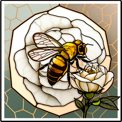(s150-09-1I)  Stained Glass Bumblebee Honey Bee Comb