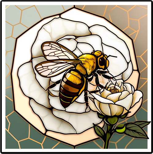 (s150-09-1I)  Stained Glass Bumblebee Honey Bee Comb
