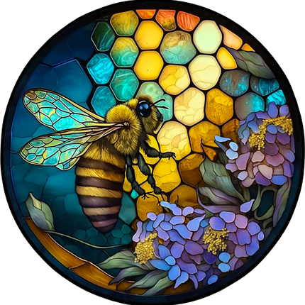 (s150-09-2I)  Stained Glass Bumblebee Honey Bee Comb